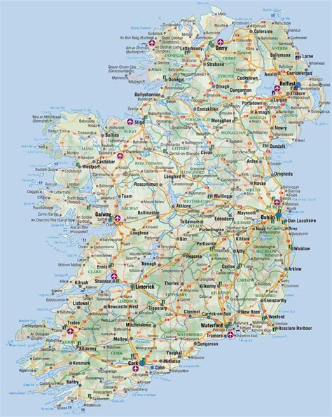 Cork in the south to co. Ireland Map Big • Mapsof.net