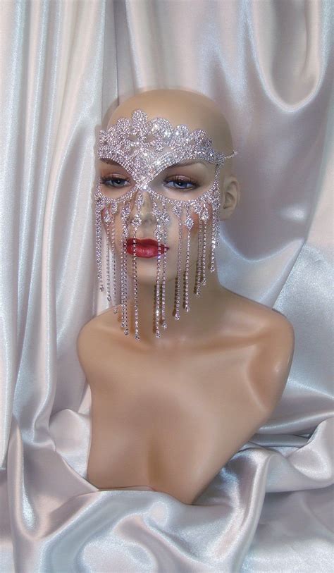 rhinestone masquerade mask crown mask bridal mask mardi etsy corrente para cabeça decoracao