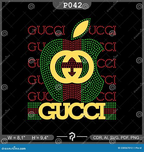 Gucci Apple Design Gucci Rhinestones Pattern Editorial Photography