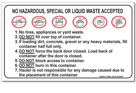 No Hazardous Waste Sticker No Tires Hhh Incorporated Waste Decals