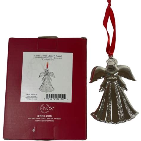 Lenox Silver Gems Clear Christmas Ornament Angel Metal 4 For Sale
