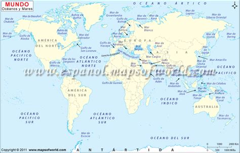 Mapa De Mundo Marino Oceanos Del Mundo