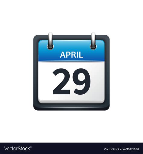 April 29 Calendar Icon Flat Royalty Free Vector Image