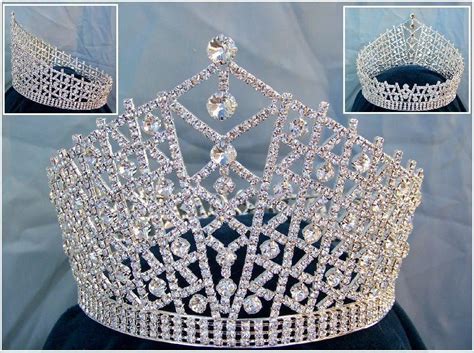 Miss Beauty Pageant Queen Rhinestone Sillver Full Crown Tiara Crowndesigners Bridal Crown