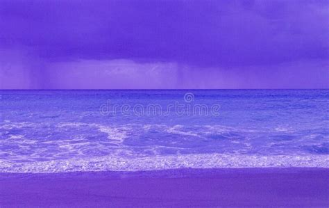 Stormy Water In The Ocean View Of The Waves And Cloudy Sky Before A
