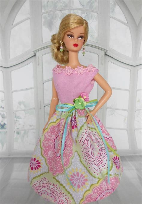 ooak handmade vintage clothes for silkstone barbie fashion royalty sweet pink lechic barbie