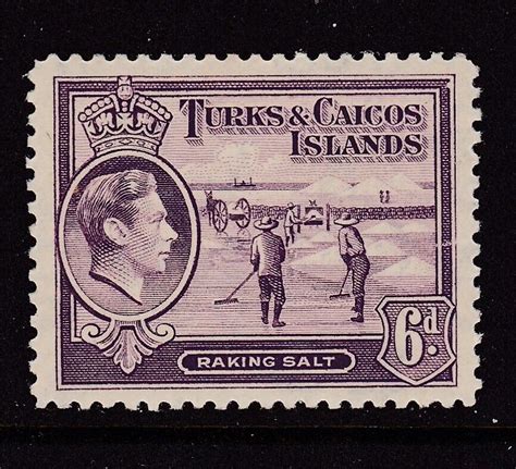 TURKS CAICOS Is 1938 6d Mauve Sg201 Raking Salt Mint EBay