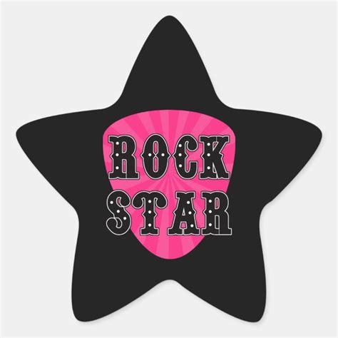 Rock Star Guitar Pick Star Sticker Zazzle