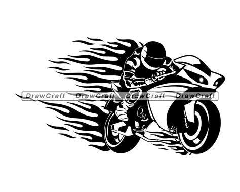 Flaming Motorcycle Rider Svg Motorcycle Svg Biking Svg Etsy
