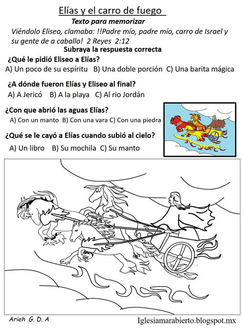 Clase BÍblica Para NiÑos ElÍas Y El Carro De Fuego Mar De Vida