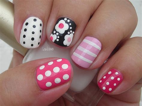 nail art girly mix n match facebook challenge decoracion de uñas dar en el clavo