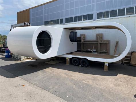 Futuristic Camping Trailer Rotates Around To Reveal Huge Party Deck