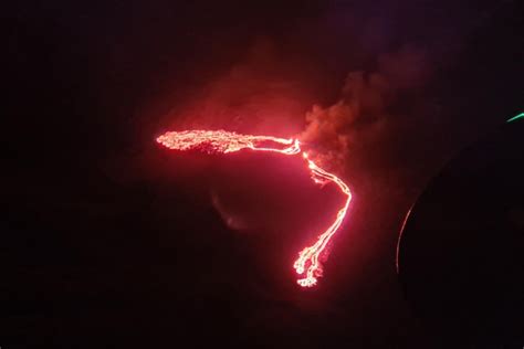Volcano Erupts In Iceland Lighting Up Night Sky In Crimson Red Near