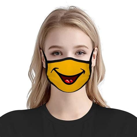 Emoji Face Mask Smile Happy Reusable Cloth Yellow Etsy Laughing