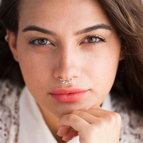 Septum Ring Nose Ring Silver Septum Nose Piercing Septum Etsy Israel