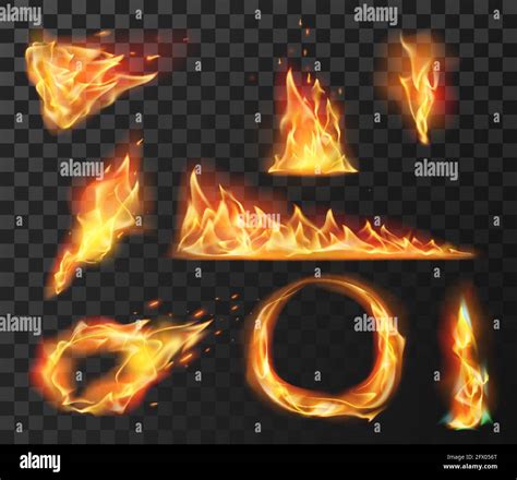 Realistic Fire Flame Elements Burning Effects Of Fireball Circle