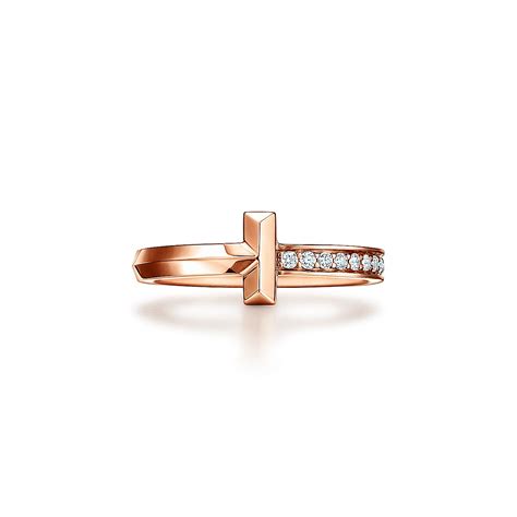Tiffany T T1 Ring In Rose Gold With Diamonds 25 Mm Tiffany And Co