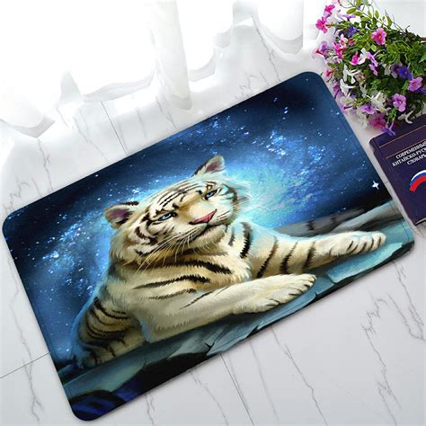Phfzk White Tiger King Blue Galaxy Doormat Outdoorsindoor Doormat Home