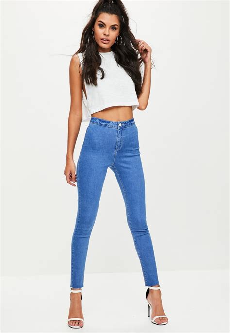 Blue Vice High Waisted Skinny Jeans Missguided High Waisted Jeans Vintage Skinny Jeans
