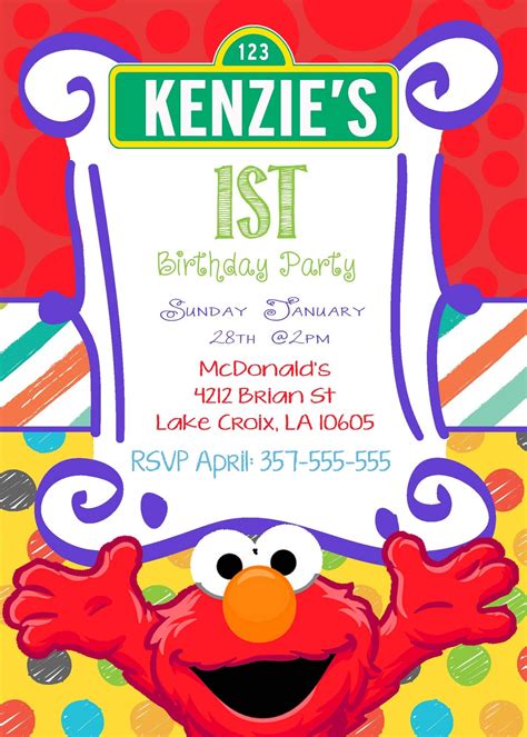 Elmo Birthday Invitation Digital File Etsy Elmo Birthday