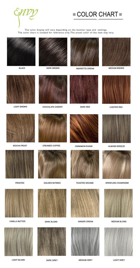 Envy Wigs Color Chart