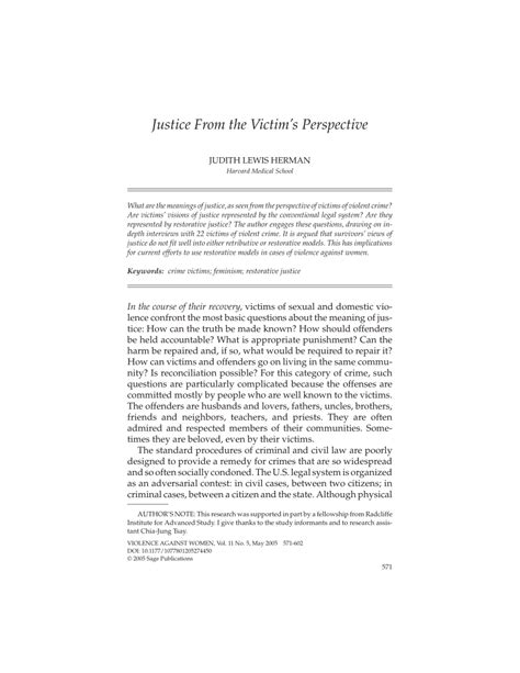 Pdf Justice From The Victims Perspective