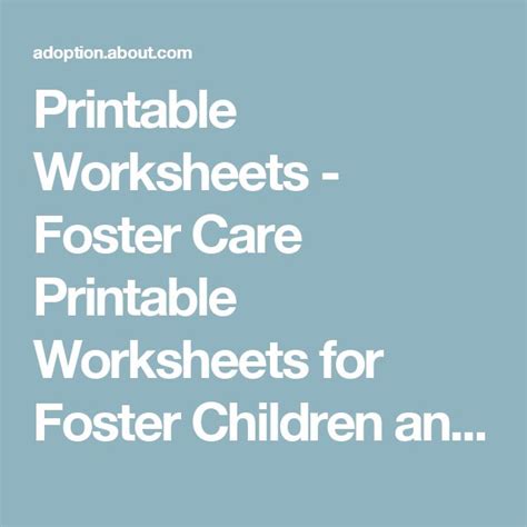 Printable Worksheets Foster Care Printable Worksheets For Foster Children