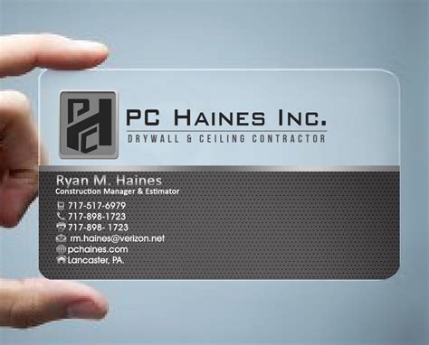 Construction Business Card Design For Pchainesinc Drywall And Ceiling