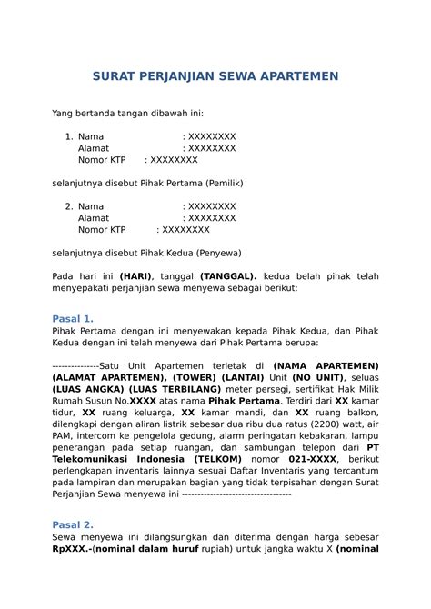 Surat perjanjian sewa rumah bulanan. Isi, Kesalahan, dan Contoh Surat Perjanjian Sewa Menyewa ...
