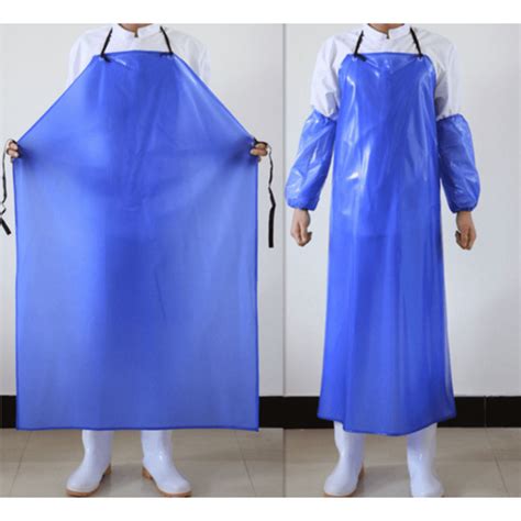 vinyl waterproof apron heavy duty work aprons 43“ 35” blue