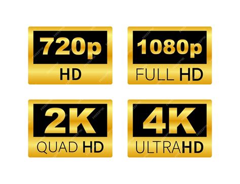 Premium Vector Video Dimension Labels Video Resolution 720 1080 2k