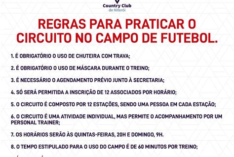 Regras Para Praticar O Circuito No Campo De Futebol Country Club Niterói