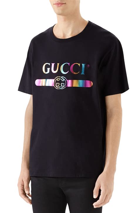 Widest selection of new season & sale only at lyst.com. Men's Gucci Iridescent Logo T-Shirt, Size Medium - Black ...