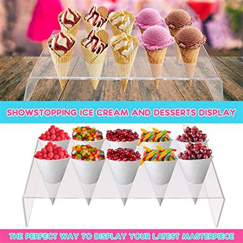 Clear Acrylic Ice Cream Cone Holder Stand Holes To Display Snow Cones Sushi Hand Rolls