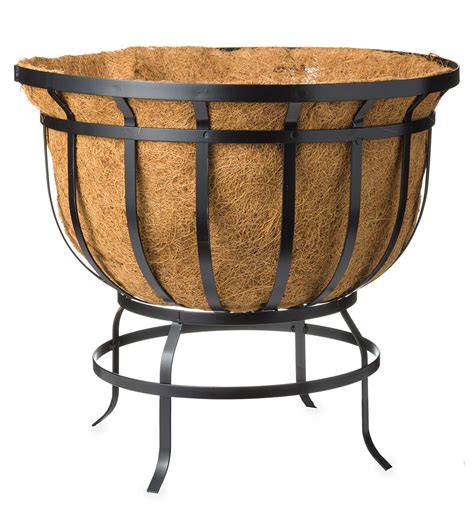 Footed Metal Basket Planter With Coco Liner Plow And Hearth