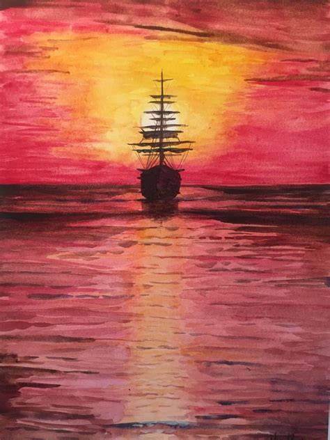 Watercolor Boat Paintings Watercolor Tall Ships Painting