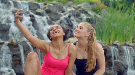 Friends Taking Selfie Near Waterfall Stock Footage Sbv 310118603
