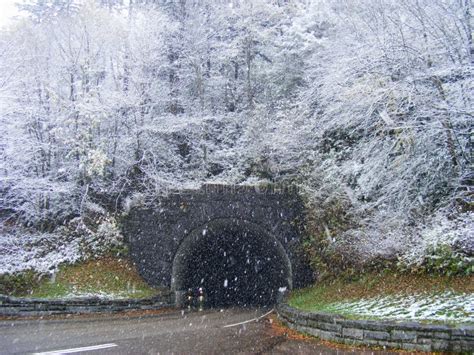 Tunnel In Mountain Covered In Snow Stock Image Image Of Covered