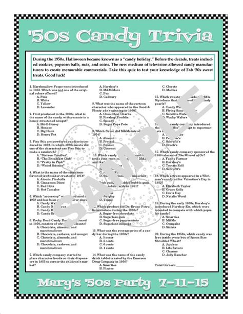 50s trivia questions and answers. 5 Best Images of Candy Trivia Printable - Printable Candy ...