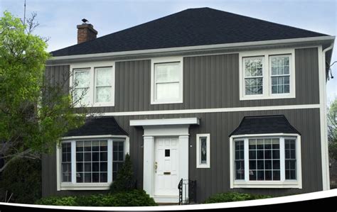 Kaycan Vinyl Siding Castlemore Board And Batten With White Trims Grey