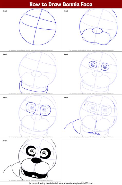 How To Draw Bonnie Face Printable Step By Step Drawing Sheet