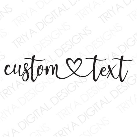 Custom Names With Heart Svg Hand Lettered Cursive Text Etsy