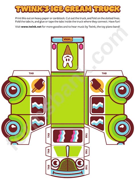 Cardboard ice cream truck, vw, you need large cardboard boxes, gaffe tape and acrylic paint pens. Foldable Ice Cream Truck Template printable pdf download