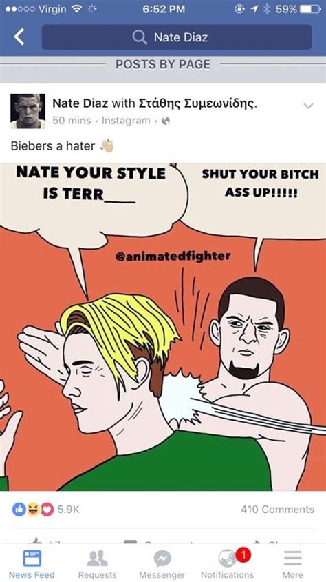 Nate Diaz Responde A Las Críticas De Justin Bieber Con Un Meme