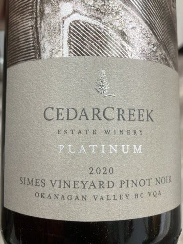 Cedar Creek Estate Winery Platinum Simes Vineyard Pinot Noir Vivino