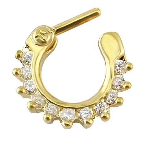 1pc Gauge 14g Nose Rings Septum Mysterious Indian Nose Ring With Bling Crystal Septum Clicker In