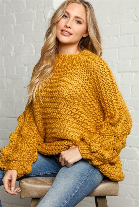 Sunflower Cable Knit Chunky Sweater