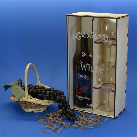 Engraved Wine Box With Clear Acrylic Front Cover And 2 Personalized