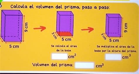 Calcula El Volumen Del Prisma Paso A Paso 9 Cm 9 Cm 3 Cm 3 Cm 5 Cm 5