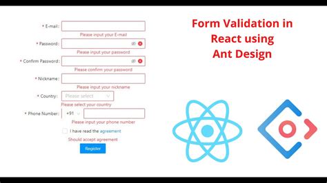 Form Validation In React Using Ant Design YouTube